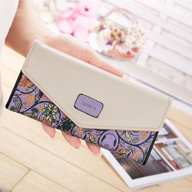 Ladies Clutch Coin Phone Purse Wristlet Fashion Envelope Women Wallet Hit Color 3Fold Flowers Printing PU Leather Long Wallet
Ladies Clutch Coin Phone Purse Wristlet Fashion Envelope Women Wallet Hit Color 3Fold Flowers Printing PU Leather Long Wallet