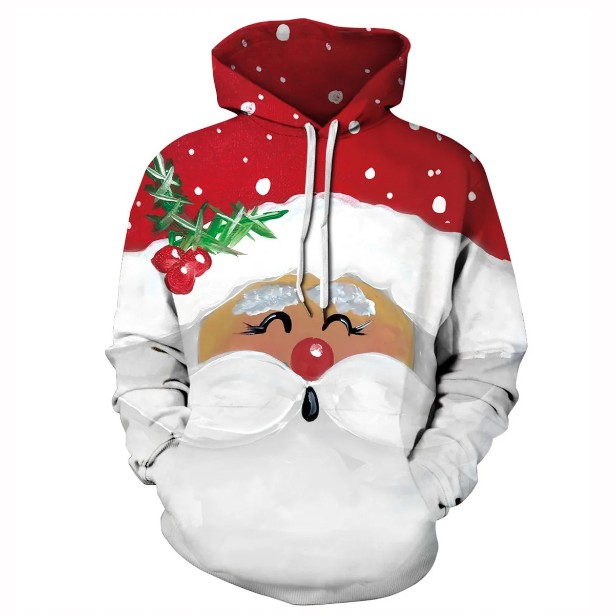 Модная толстовка с капюшоном пуловер рождественским цифровым принтом