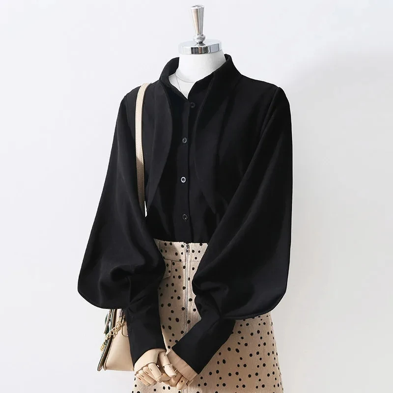 Big Lantern Sleeve Blouse Women Autumn Winter Single Turn-down Collar Shirts Office Work Blouse Black Vintage Blouse Shirts
Big Lantern Sleeve Blouse Women Autumn Winter Single Turn-down Collar Shirts Office Work Blouse Black Vintage Blouse Shirts