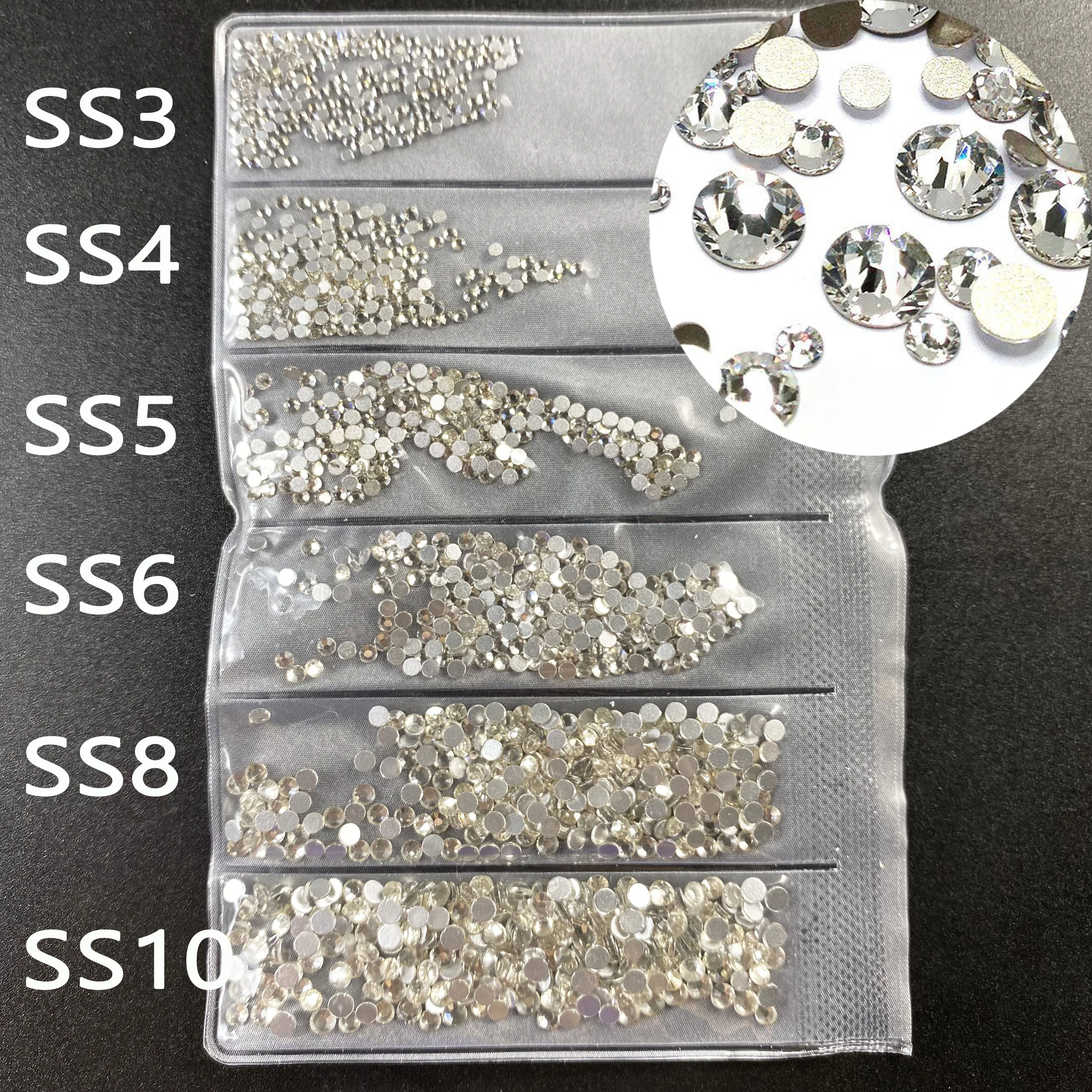 Clear Color Mix Size 1440PCS SS3-SS10 Nail Art Rhinestones Crystal Flat Back Non Hotfix Stone Diamonds For 3D Nails Decorations
Clear Color Mix Size 1440PCS SS3-SS10 Nail Art Rhinestones Crystal Flat Back Non Hotfix Stone Diamonds For 3D Nails Decorations