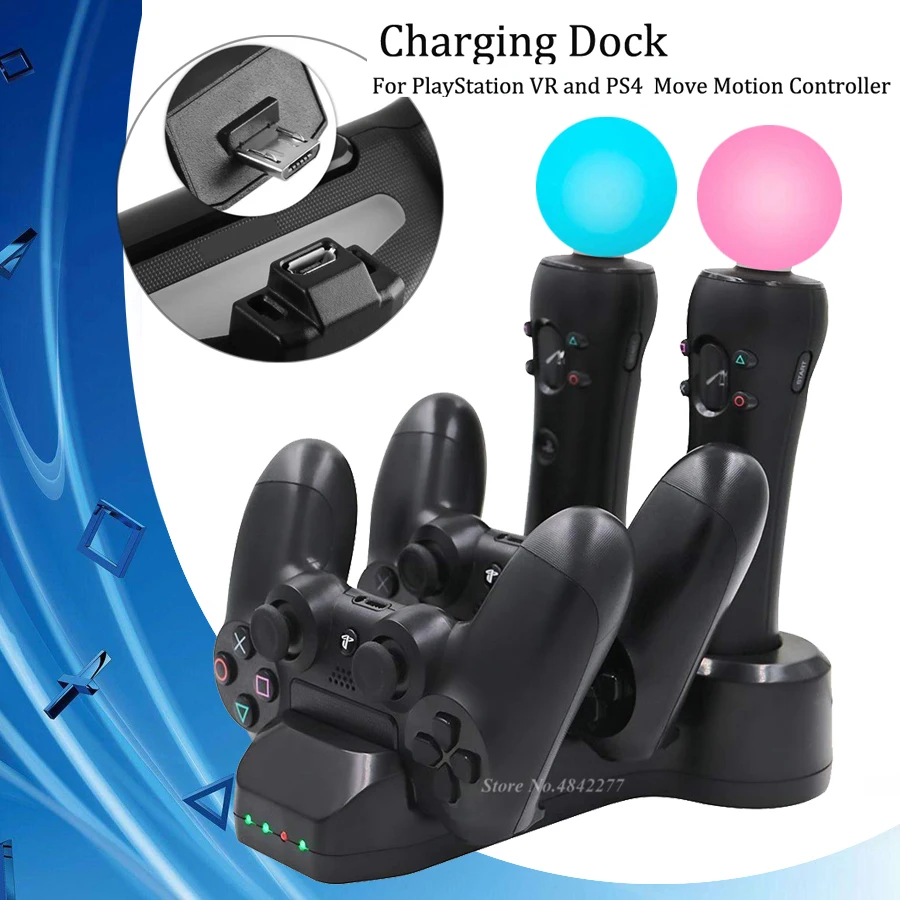 PS4 PS VR контроллер перемещения зарядное устройство Подставка для хранения