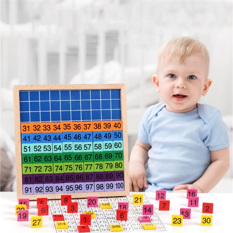 Wooden Math Learning Board Toy, Montessori 1-100 Consecutive Numbers Wooden A2UB