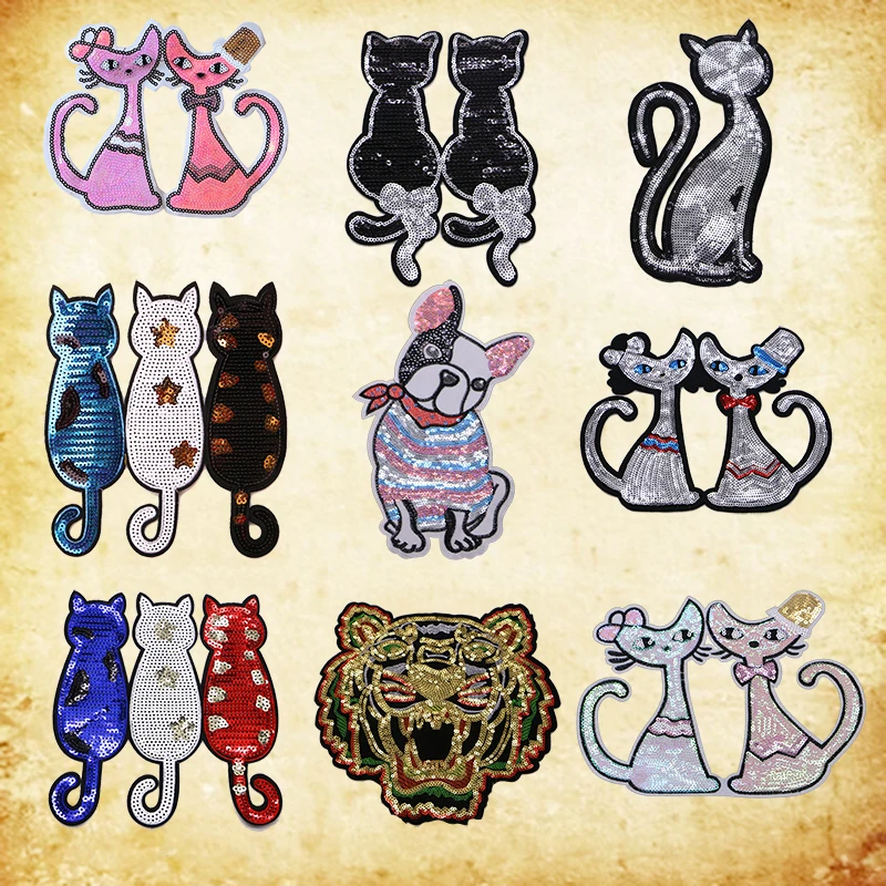 High end colorful sequins cute animal cat and dog pattern embroidery patch DIY animation badge embroidery sewing and embroidery 
High end colorful sequins cute animal cat and dog pattern embroidery patch DIY animation badge embroidery sewing and embroidery