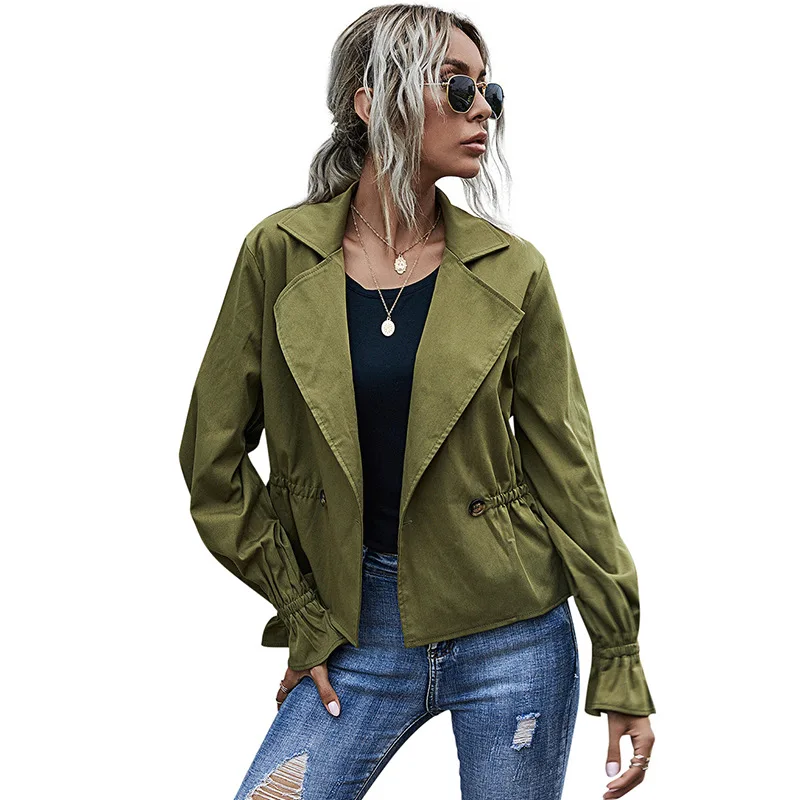 2020 autumn/winter women's fashion rind horn sleeve temperament casual army green long-sleeved coat girl
2020 autumn/winter women's fashion rind horn sleeve temperament casual army green long-sleeved coat girl