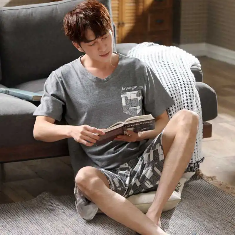 2021 New Summer Cotton Short Sleeve Pajama Set for Men Korean Shorts Sleepwear Suit Pyjama Male Homewear Loungewear Home Clothes
2021 New Summer Cotton Short Sleeve Pajama Set for Men Korean Shorts Sleepwear Suit Pyjama Male Homewear Loungewear Home Clothes