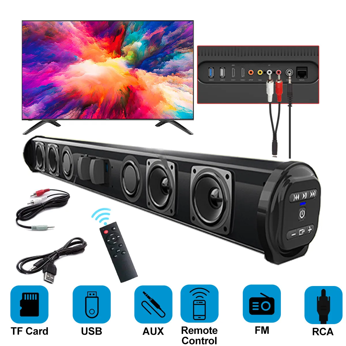 Портативная Беспроводная колонка, 20 Вт, Bluetooth колонка, мощная 3D музыка, звуковая панель, домашний кинотеатр, Aux 3,5 мм TF для ТВ, ПК
Портативная Беспроводная колонка, 20 Вт, Bluetooth колонка, мощная 3D музыка, звуковая панель, домашний кинотеатр, Aux 3,5 мм TF для ТВ, ПК