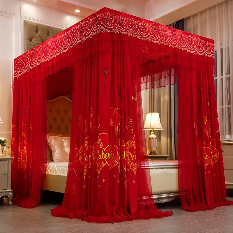 Luxury Wine Red Square Floor-standing Shading Dust-proof Anti Mosquito Double Layer Lace Bed Mantle Mosquito Net Room Decoration
Luxury Wine Red Square Floor-standing Shading Dust-proof Anti Mosquito Double Layer Lace Bed Mantle Mosquito Net Room Decoration