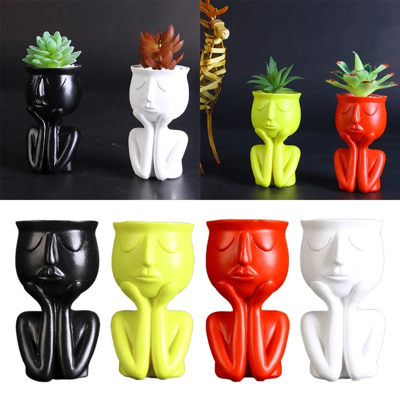 Humanoid Flower Pot Art Crafted Hand Rest Face Planter Imitation Flowerpot Water Storage Plant Permeable Type Planting 
Humanoid Flower Pot Art Crafted Hand Rest Face Planter Imitation Flowerpot Water Storage Plant Permeable Type Planting
