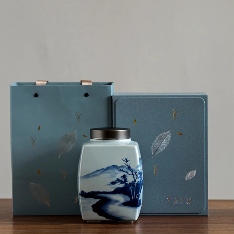 Blue Ceramic Tea Jar Box Wooden Luxury Kitchen Porcelain Chinese Tea Jar Container Gift Frascos De Ceramica Canister EA60CG
Blue Ceramic Tea Jar Box Wooden Luxury Kitchen Porcelain Chinese Tea Jar Container Gift Frascos De Ceramica Canister EA60CG