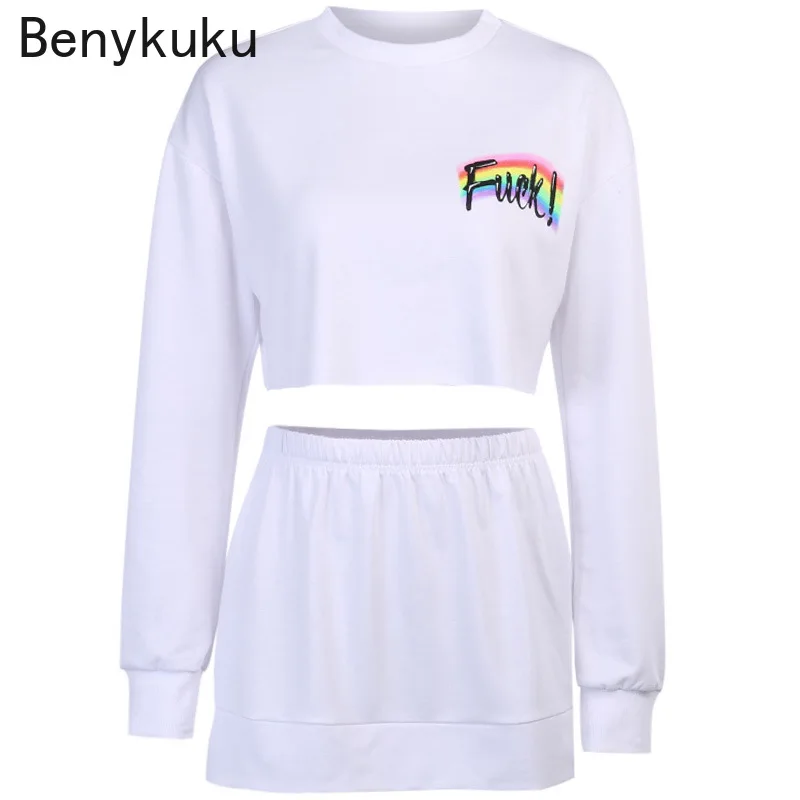 White Casual Two Piece Sets Women O-neck Long Sleeve Crop Top + High Waist Slit Mini Skirt 2 Piece Sets Autumn Streetwear Set
White Casual Two Piece Sets Women O-neck Long Sleeve Crop Top + High Waist Slit Mini Skirt 2 Piece Sets Autumn Streetwear Set