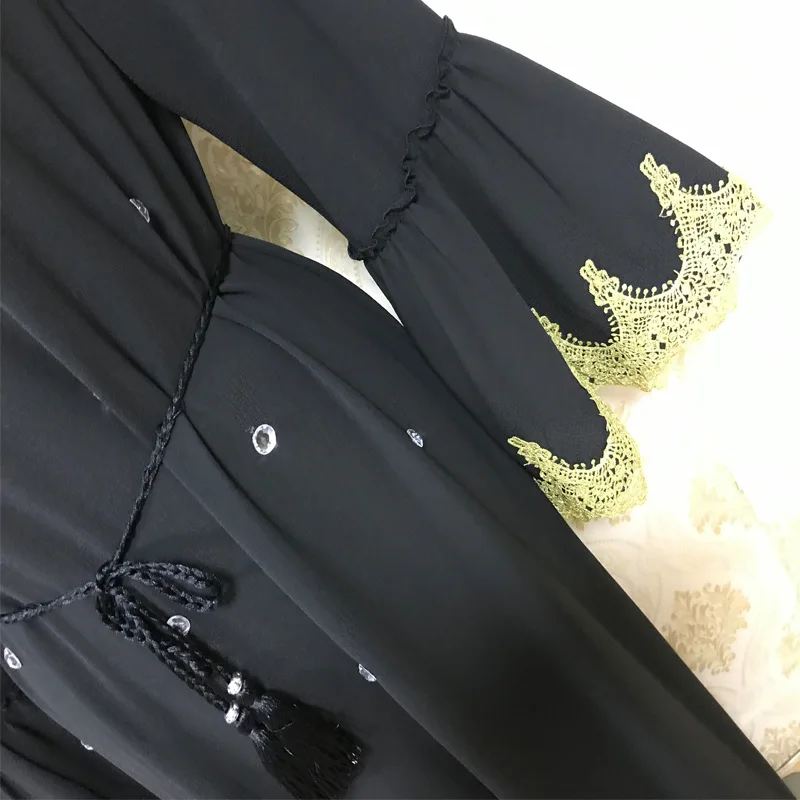 Dubai Muslim Open Abaya Dress Women Diamond Outwear Loose Long Robe Lace-up Turkish Islamic Clothes Trumpet Sleeve Hijab Dresses
Dubai Muslim Open Abaya Dress Women Diamond Outwear Loose Long Robe Lace-up Turkish Islamic Clothes Trumpet Sleeve Hijab Dresses