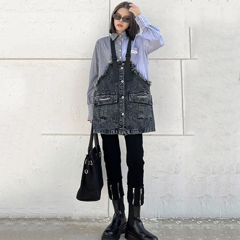 SeeBeautiful Denim Stitching Large Size Shirt Lapel Long Sleeve Fake Two Pieces Hit Color New Fashion 2021 Spring Women E064
SeeBeautiful Denim Stitching Large Size Shirt Lapel Long Sleeve Fake Two Pieces Hit Color New Fashion 2021 Spring Women E064