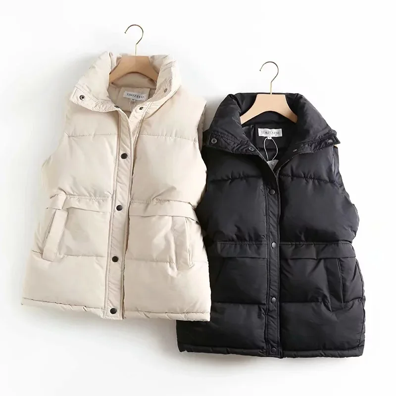 Cotton Padded Vest Jacket Women Autumn Winter Korean Solid Loose Vest Drawstring Stand Collar Women's Windproof Warm Waistcoat
Cotton Padded Vest Jacket Women Autumn Winter Korean Solid Loose Vest Drawstring Stand Collar Women's Windproof Warm Waistcoat
