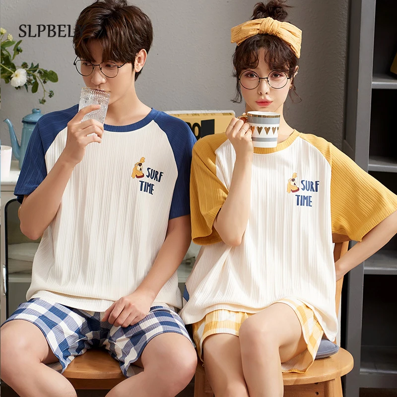 SLPBELY Couple Pajamas Set Nightsuit Summer Cotton Pyjamas With Plaid Shorts Lover Sleepwear Men And Women Pijama Nightwear 2021
SLPBELY Couple Pajamas Set Nightsuit Summer Cotton Pyjamas With Plaid Shorts Lover Sleepwear Men And Women Pijama Nightwear 2021