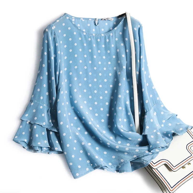 SuyaDream Women Summer Blouses 100%Real Silk Dots Printed Butterfly Sleeved O neck Blouse Shirt 2020 Plus sizes Casual Top
SuyaDream Women Summer Blouses 100%Real Silk Dots Printed Butterfly Sleeved O neck Blouse Shirt 2020 Plus sizes Casual Top
