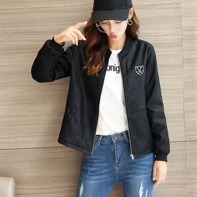 2019 весенние кожаные пальто с буквенным принтом женская короткая бейсбольная куртка женская Свободная куртка из искусственной кожи cc822 
2019 весенние кожаные пальто с буквенным принтом женская короткая бейсбольная куртка женская Свободная куртка из искусственной кожи cc822