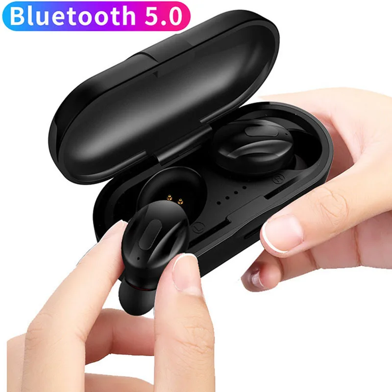 Bluetooth-наушники 5 0 Беспроводная стереогарнитура с микрофоном и зарядным футляром