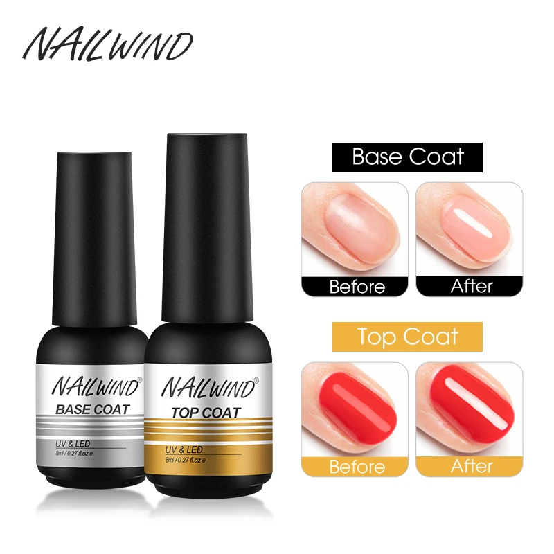 NAILWIND Base And Top Coat For Gel Polish Semi Permanent 8ml 2PCS/SET Without Stick Layer UV Led Nail Gel For Nail Art Manicure
NAILWIND Base And Top Coat For Gel Polish Semi Permanent 8ml 2PCS/SET Without Stick Layer UV Led Nail Gel For Nail Art Manicure