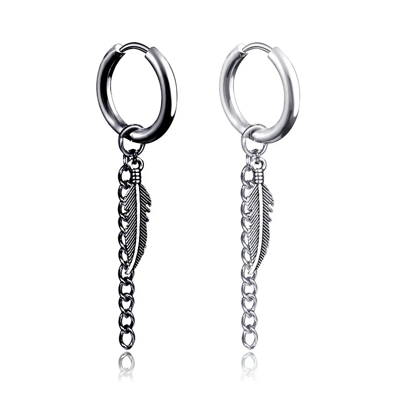 Hot 1pc Punk Black silvery Stainless/Titanium Steel Clip Earrings For Men and Women Gothic Street Pop Hip Hop Ear Jewelry