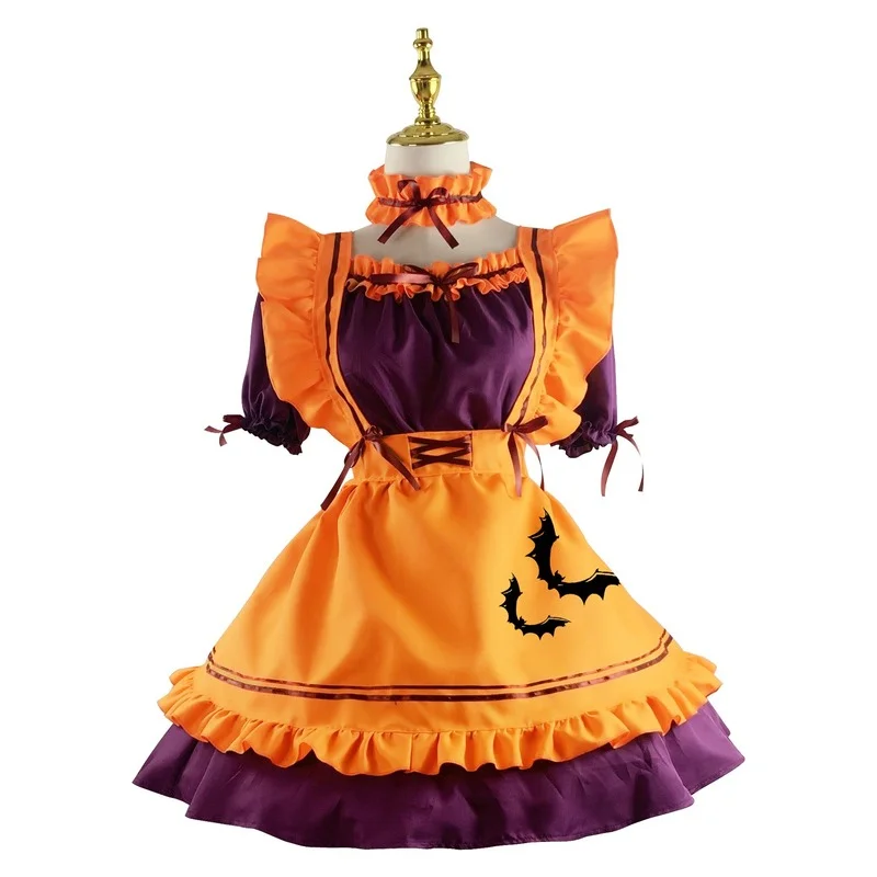 

Halloween Cosplay Costumes Pumpkin Suit Plus Size Womens Maid Role Play Costumes Japanese Lolita Devil Female Lingerie Dress