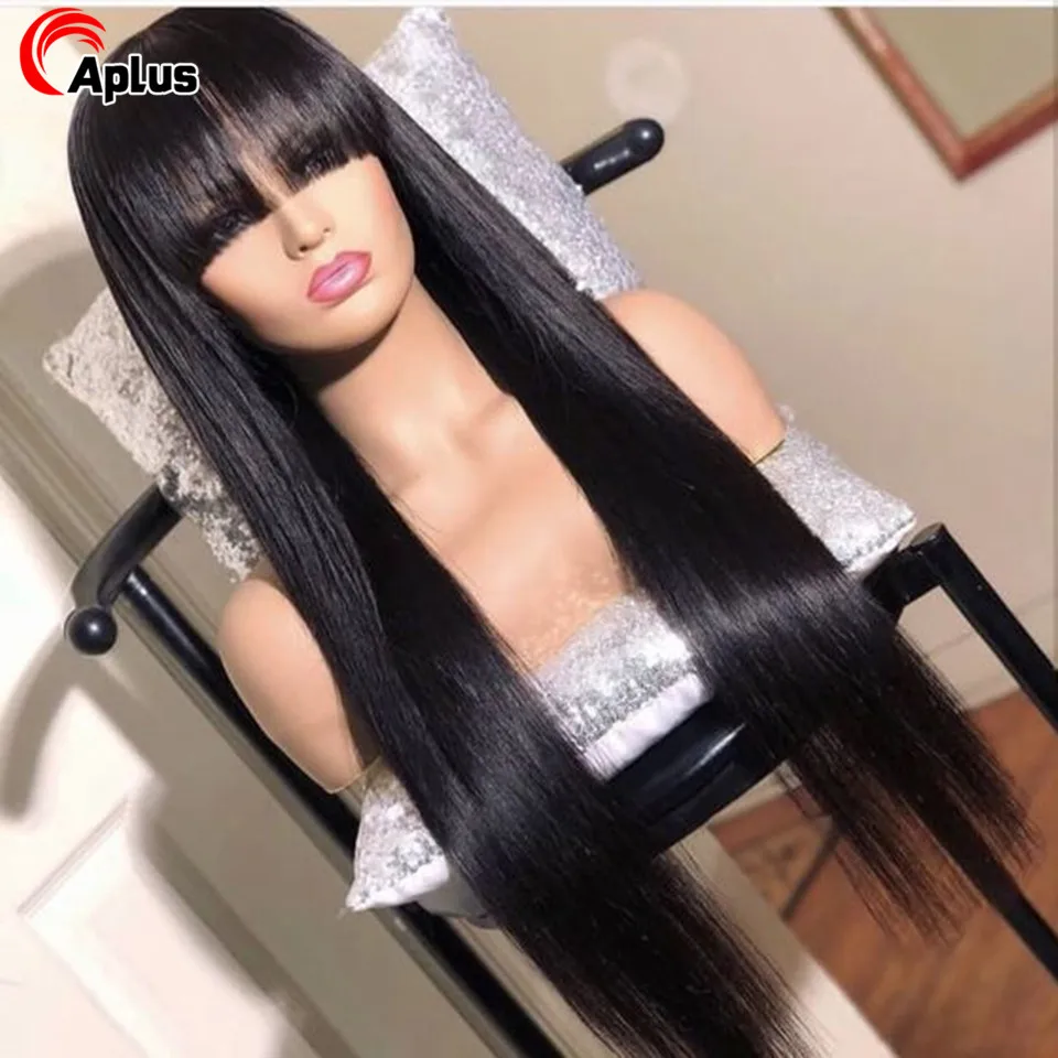 Human Hair Wig With Fringe Bang Full Machine Made Wig With Bangs Straight Non Lace Human Hair Wigs With Bangs For Black Women
Human Hair Wig With Fringe Bang Full Machine Made Wig With Bangs Straight Non Lace Human Hair Wigs With Bangs For Black Women