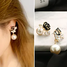 Korean Pearl Number 5 tassel Long Dangle Designer Luxury Jewelry Brincos Orecchini Earrings For Women