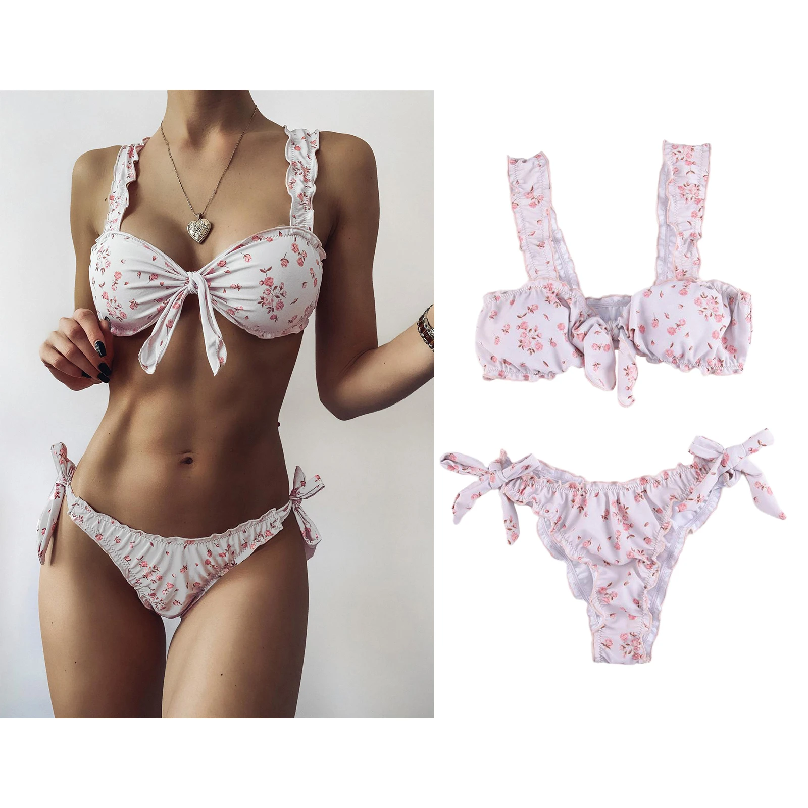 Women Floral Bikini Cute Swimsuit Beachwear Triangle Push Up Padded Bikini Swimwear Two Piece Bathing Suit
Women Floral Bikini Cute Swimsuit Beachwear Triangle Push Up Padded Bikini Swimwear Two Piece Bathing Suit