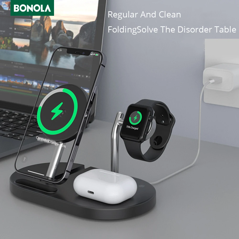 Bonola 4 in 1 Magnetic Wireless Charger Station 15W for iPhone 12 Pro MAX/12Apple Watch 6 5 4/Airpod Pro 2 Wireless Charging
Bonola 4 in 1 Magnetic Wireless Charger Station 15W for iPhone 12 Pro MAX/12Apple Watch 6 5 4/Airpod Pro 2 Wireless Charging