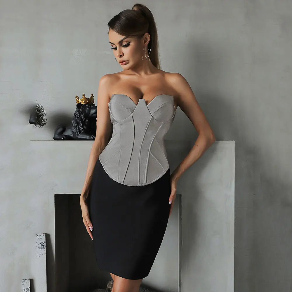 Women's Sexy Strapless Backless Stitching Design Bodycon Bandage Dress 2021 New Sleeveless Celebrity Runway Party Mini Dresses
Women's Sexy Strapless Backless Stitching Design Bodycon Bandage Dress 2021 New Sleeveless Celebrity Runway Party Mini Dresses
