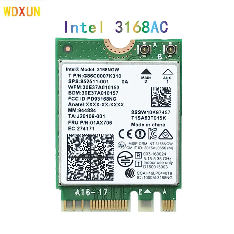 Беспроводная Двухдиапазонная сетевая карта 600 Мбит/с Wi-Fi ресивер intel 3168ac 3168ngw ngff m.2