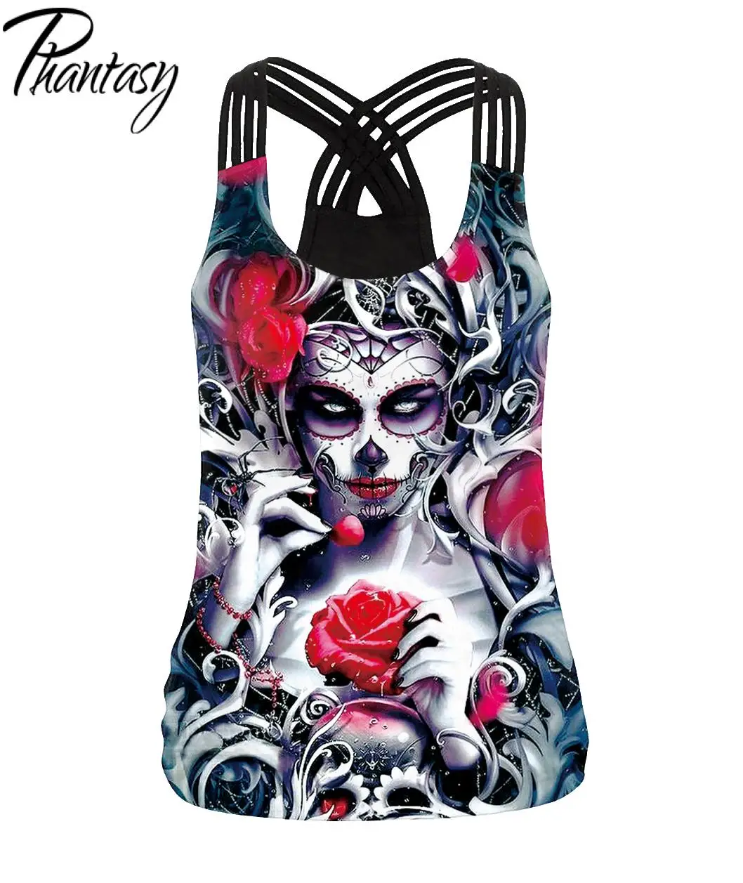 Phantasy Gothic Fashion Tank Tops Sexy Hollow Out Sleeveless Fitness Tops Summer Print Loose Women's Clothing Sports Casual Vest 
Phantasy Gothic Fashion Tank Tops Sexy Hollow Out Sleeveless Fitness Tops Summer Print Loose Women's Clothing Sports Casual Vest