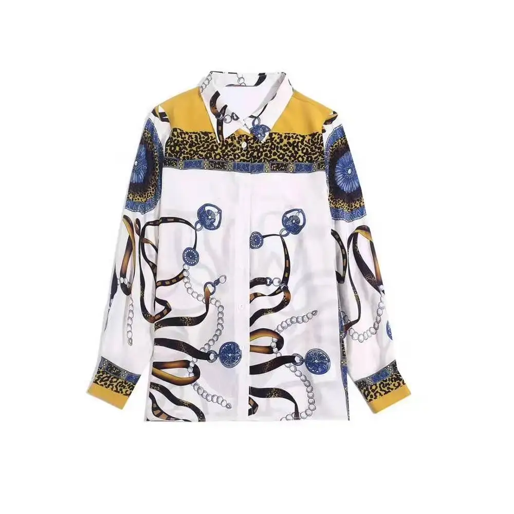 European and American women's clothing 2021 The new spring Long-sleeved retro printed silk shirt
European and American women's clothing 2021 The new spring Long-sleeved retro printed silk shirt