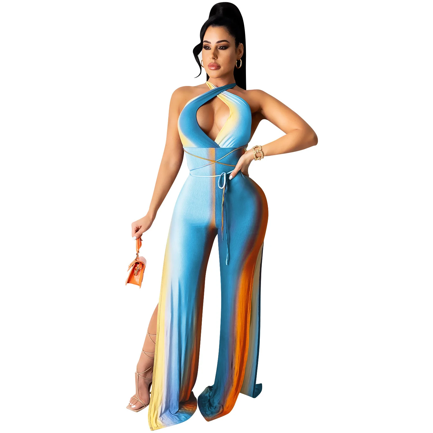 Cutubly Split Jumpsuit Wide Leg Pants Skinny High Waist Sexy Jumpsuits Club Digital Color Romper Playsuits For Women
Cutubly Split Jumpsuit Wide Leg Pants Skinny High Waist Sexy Jumpsuits Club Digital Color Romper Playsuits For Women