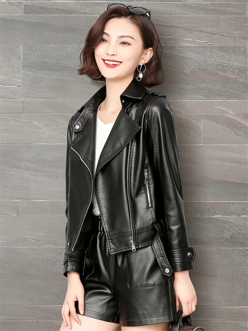 New Autumn Winter Women Black Leather Jacket Woman Zipper Short Coat Female Black Punk Bomber Jaqueta Plus Size 5XL Outwear K869
New Autumn Winter Women Black Leather Jacket Woman Zipper Short Coat Female Black Punk Bomber Jaqueta Plus Size 5XL Outwear K869