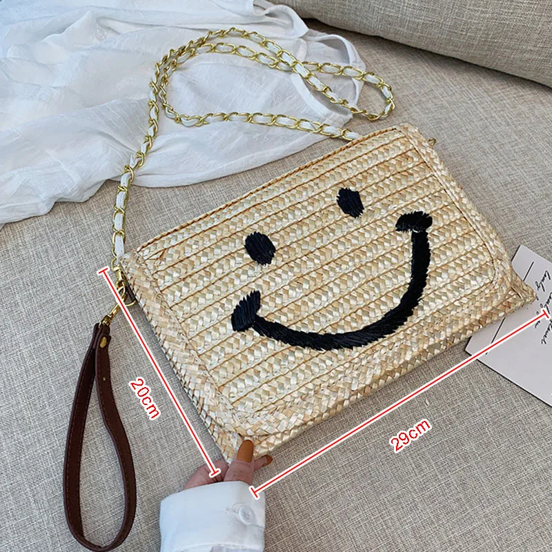 Women Beach Shoulder Straw Bags Smile Face Lady Clutch Bag INS Popular Female Travel Handbag Fashion Weave Envelope Bolsa SS3580
Women Beach Shoulder Straw Bags Smile Face Lady Clutch Bag INS Popular Female Travel Handbag Fashion Weave Envelope Bolsa SS3580