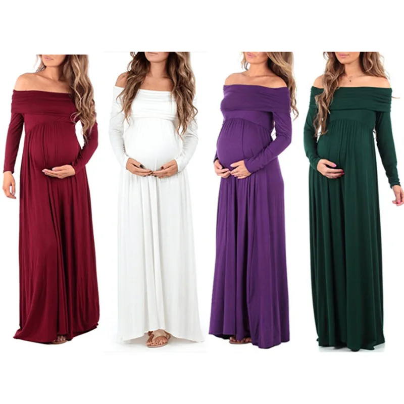 Pure color long-sleeved one-shoulder lapel photo photo and mopping maternity dress, long skirt
Pure color long-sleeved one-shoulder lapel photo photo and mopping maternity dress, long skirt