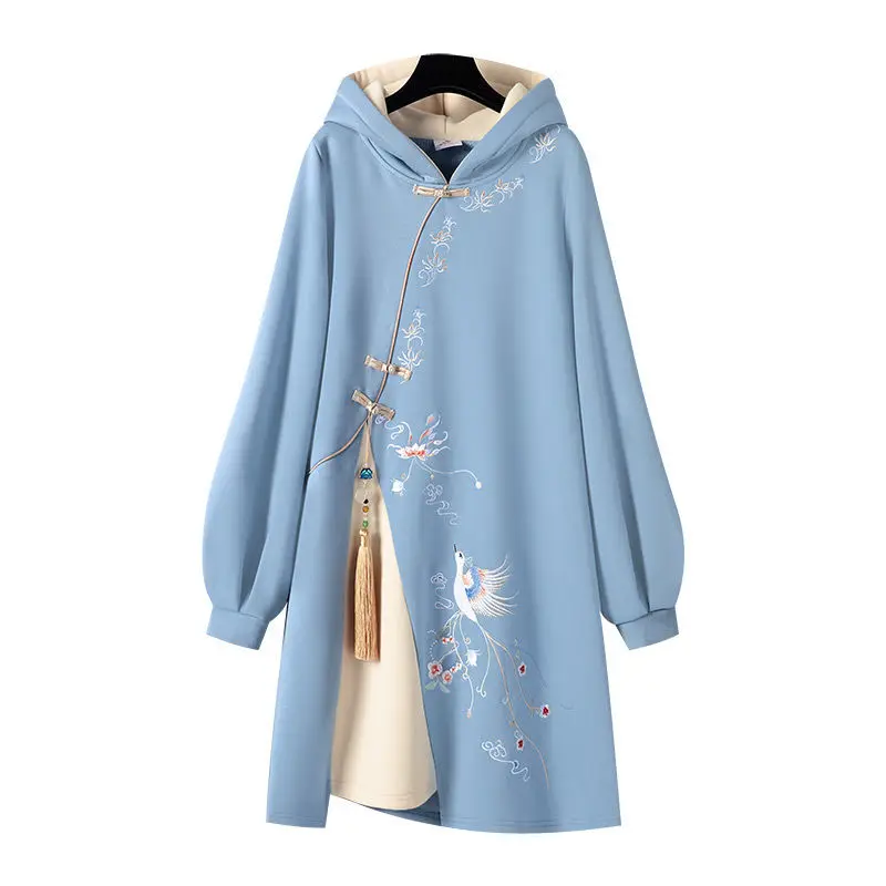Improvement Chinese Style Hooded Stitching Cheongsam Embroidery Sweatshirt Dress Autumn And Winter Women Thick Harajuku Dresses
Improvement Chinese Style Hooded Stitching Cheongsam Embroidery Sweatshirt Dress Autumn And Winter Women Thick Harajuku Dresses