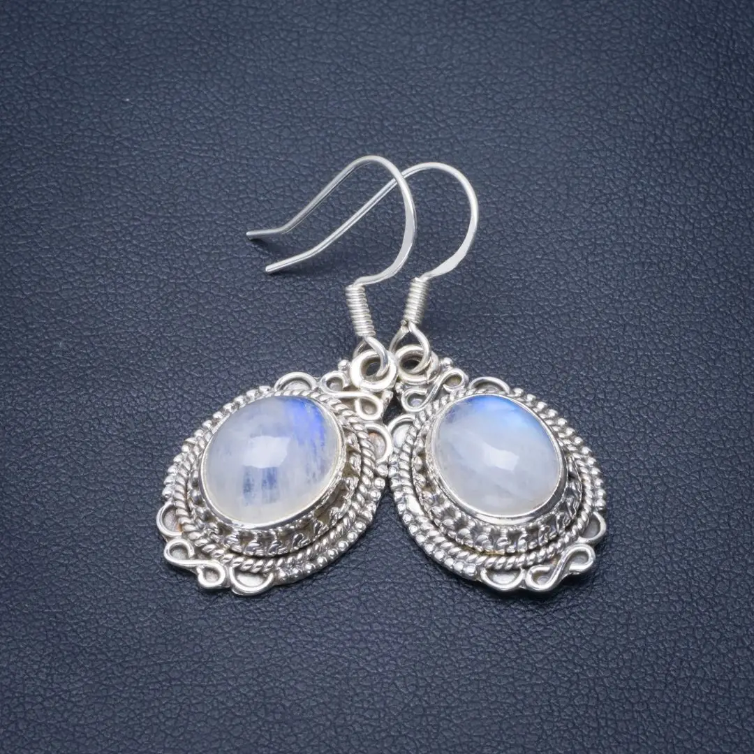 Natural Rainbow Moonstone Handmade Unique 925 Sterling Silver Earrings 1.5" B2296
Natural Rainbow Moonstone Handmade Unique 925 Sterling Silver Earrings 1.5" B2296