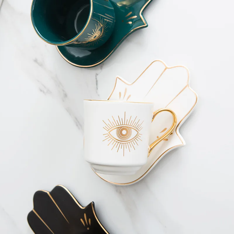 Creative Eye Mug and Palm Saucer Turkish Coffee Cups Quality Art Ceramic Tea Sets Gold Handle Eye of God Tumbler 2021 New
Creative Eye Mug and Palm Saucer Turkish Coffee Cups Quality Art Ceramic Tea Sets Gold Handle Eye of God Tumbler 2021 New