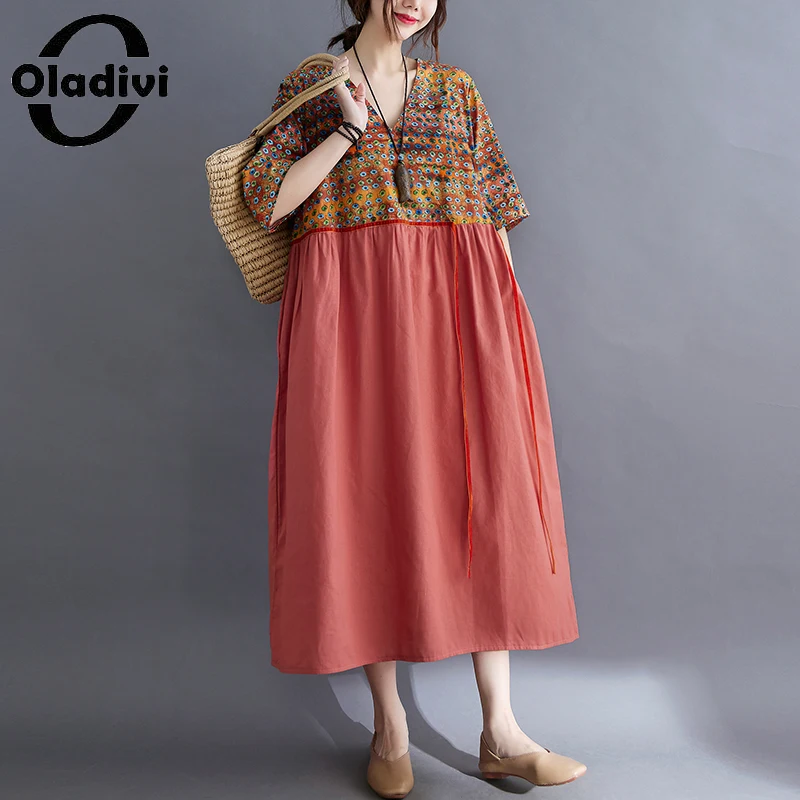 Oladivi Oversized Women Clothes Casual Loose Patchwork Cotton Dress 2021 Summer New Short Sleeve Midi Dresses Robe Vestidio 8305
Oladivi Oversized Women Clothes Casual Loose Patchwork Cotton Dress 2021 Summer New Short Sleeve Midi Dresses Robe Vestidio 8305