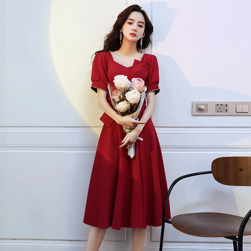 Exquisite Bride Wedding Dress Temperament Evening Party Dress Elegant Slim Banquet Dress With Pearl Novelty Prom Gowns XS-3XL
Exquisite Bride Wedding Dress Temperament Evening Party Dress Elegant Slim Banquet Dress With Pearl Novelty Prom Gowns XS-3XL