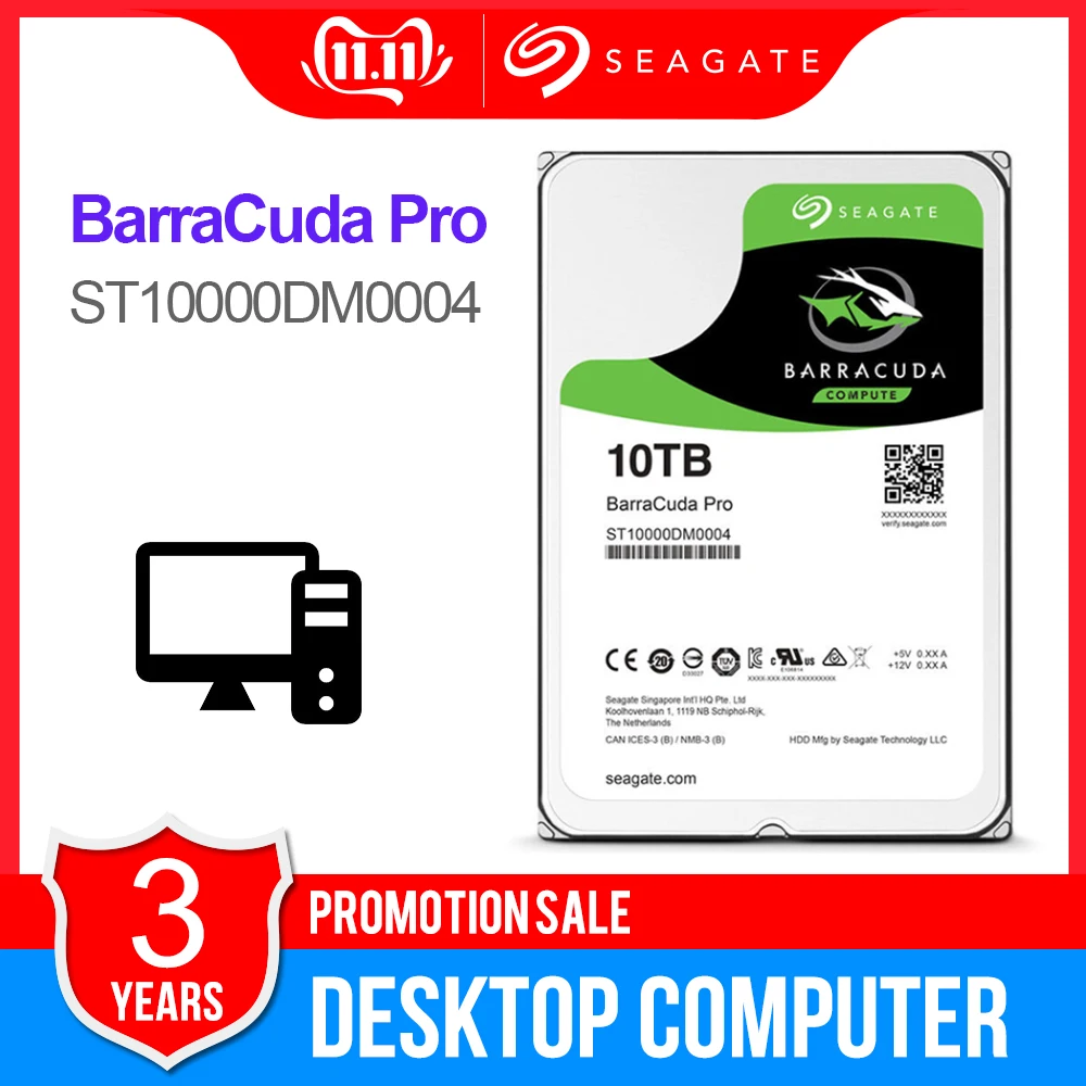 

Seagate 10TB Desktop HDD Internal Hard Disk Drive 7200RPM SATA3 6Gb/s 256MB Cache 3.5"HDD Drive Disk For Computer ST10000DM000