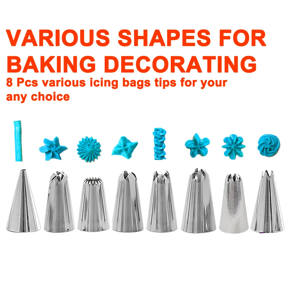 Cake Decorating Tools Silicone Pastry Bag Tips Cake Piping Nozzles Set Reusable Pastry Bags+8/14 Nozzle Set+3pcs Cream Scrapers
Cake Decorating Tools Silicone Pastry Bag Tips Cake Piping Nozzles Set Reusable Pastry Bags+8/14 Nozzle Set+3pcs Cream Scrapers
