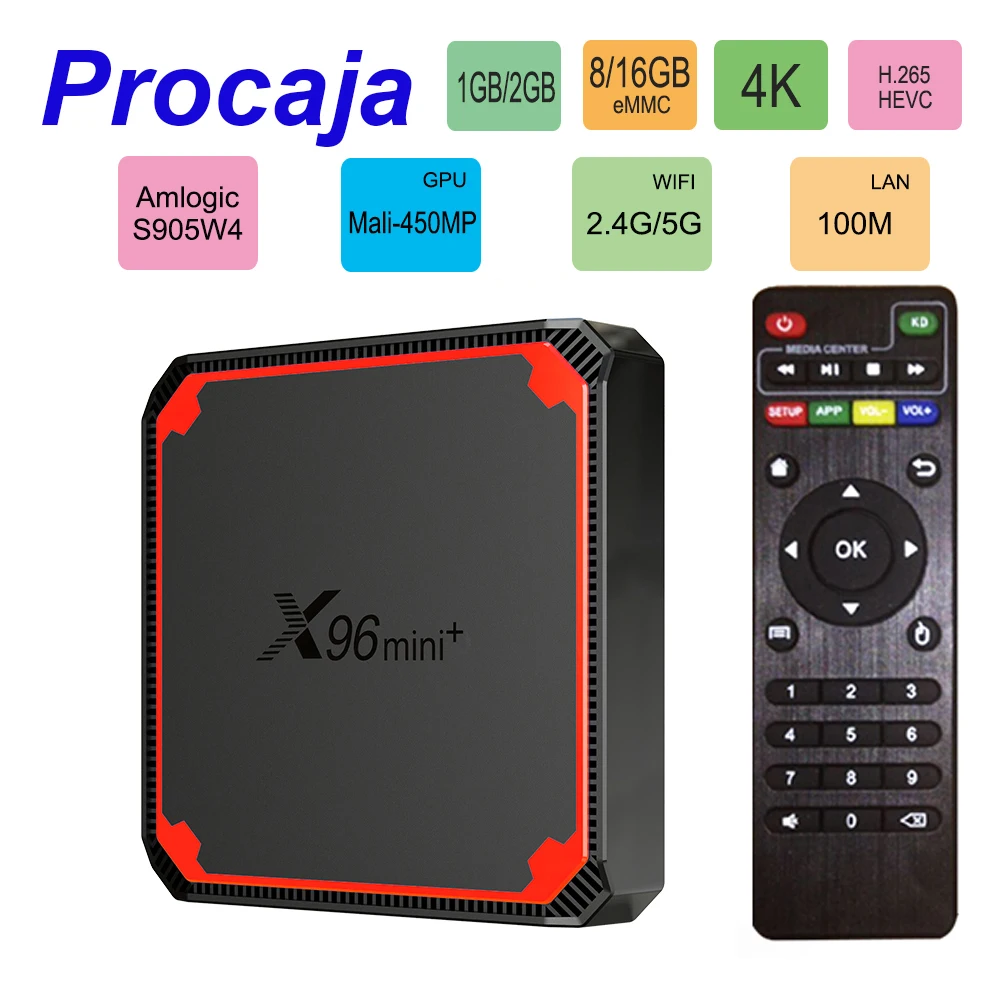 ТВ приставка X96mini + Smart TV Box Android 9 0 1GB/2GB RAM 8GB/16GB ROM S905W4 Penta Core 4K HD2.0 100M Set Top