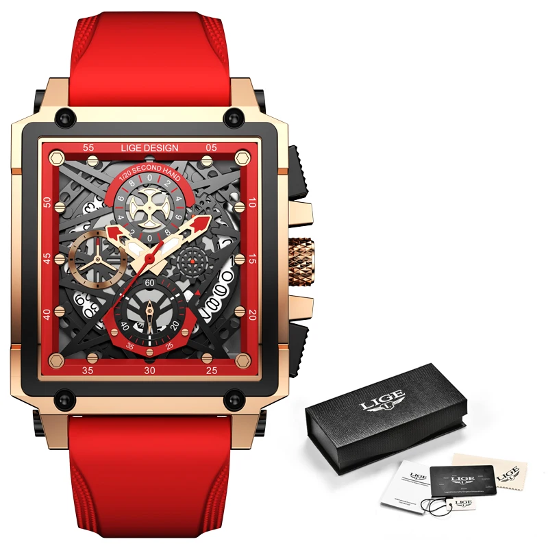 LIGE 2021 New Square Watch Men Top Brand Luxury Waterproof Silicone Men Watch Fashion Hollow Date Quartz Clock Relogio Masculino
LIGE 2021 New Square Watch Men Top Brand Luxury Waterproof Silicone Men Watch Fashion Hollow Date Quartz Clock Relogio Masculino