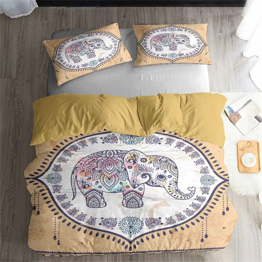 

HELENGILI 3D Bedding Set Elephant Print Duvet cover set lifelike bedclothes with pillowcase bed set home Textiles #DX-13