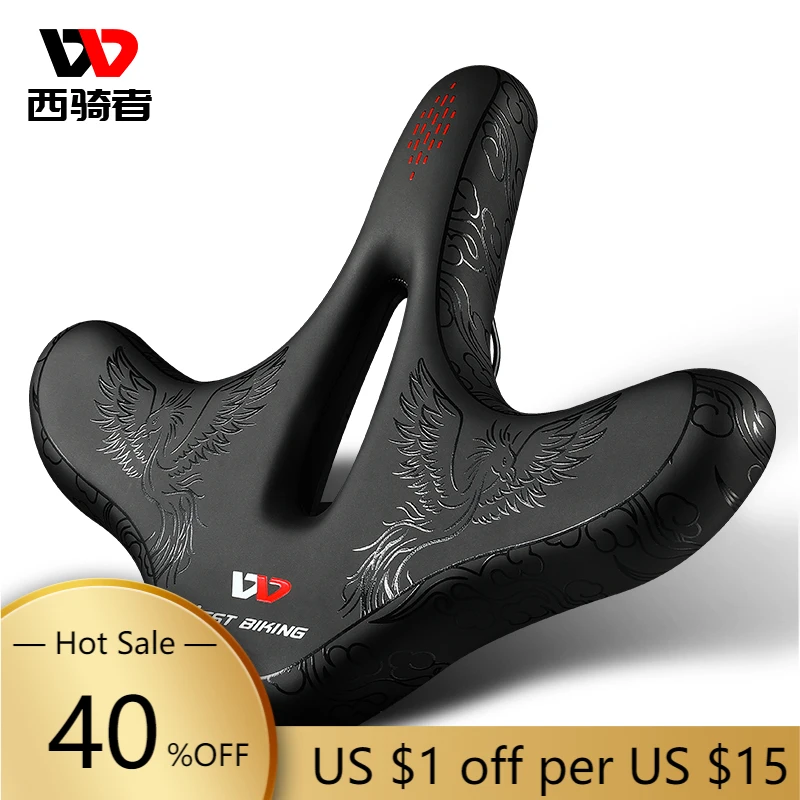 

WEST BIKING Bicycle Saddle Widen Ergonomic Comfortable Cushion Pad MTB Road Bike Saddle Breathable Shockproof Cycling Seats