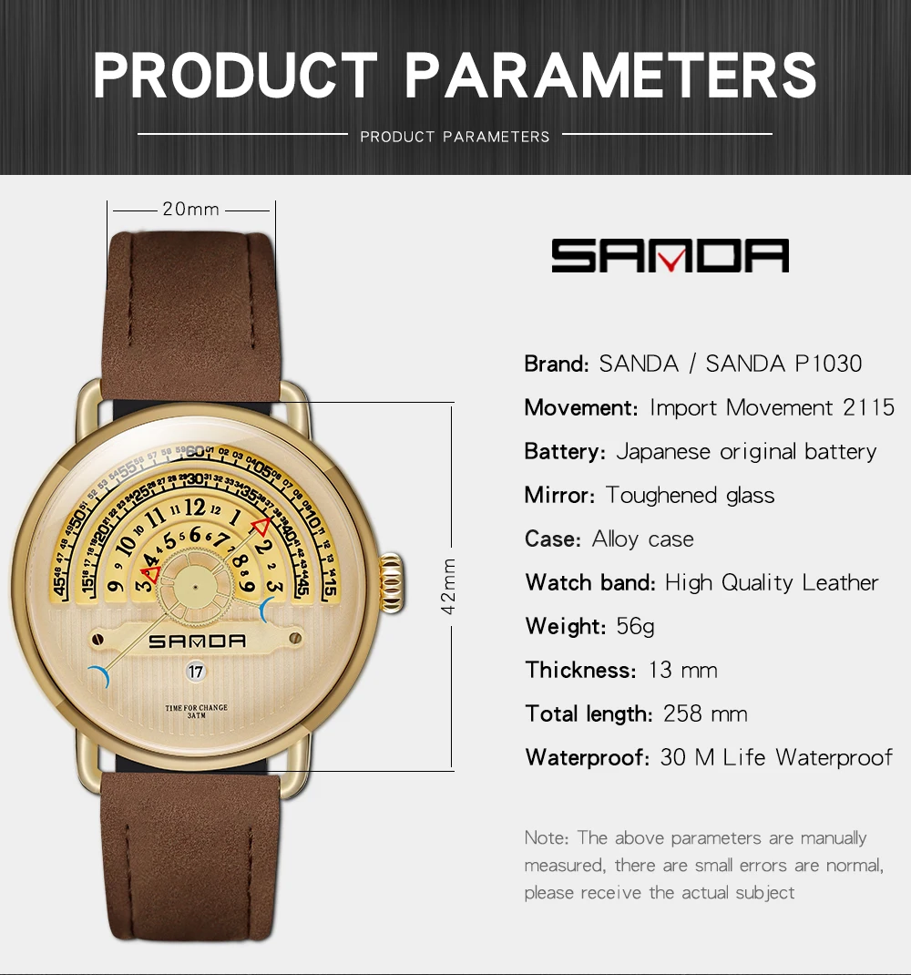SANDA спортивные мужские часы Топ люксовый бренд бизнес военные кварцевые кожаные