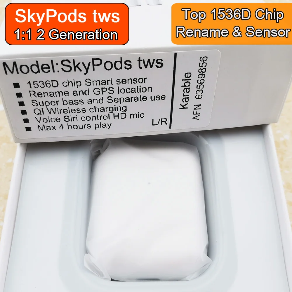 SkyPods Tws 1:1 смарт сенсор беспроводные Bluetooth наушники изменить имя GPS 8D Strero бас PK i60 i5000