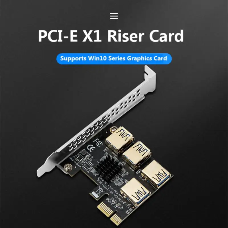 

Upgrade Gold PCIE PCI-E Riser Card 1 To 4 USB 3.0 Multiplier Hub X16 PCI Express 1X 16X Adapter For Bitcoin ETH Mining Miner